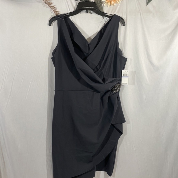 NWT $229 Alex Evenings [ 18 ] Side Ruched‎ Cocktail Dress in Charcoal - Picture 8 of 14